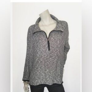 Anthropologie Saturday Sunday Charcoal Clayton Quarter Zip up top XL